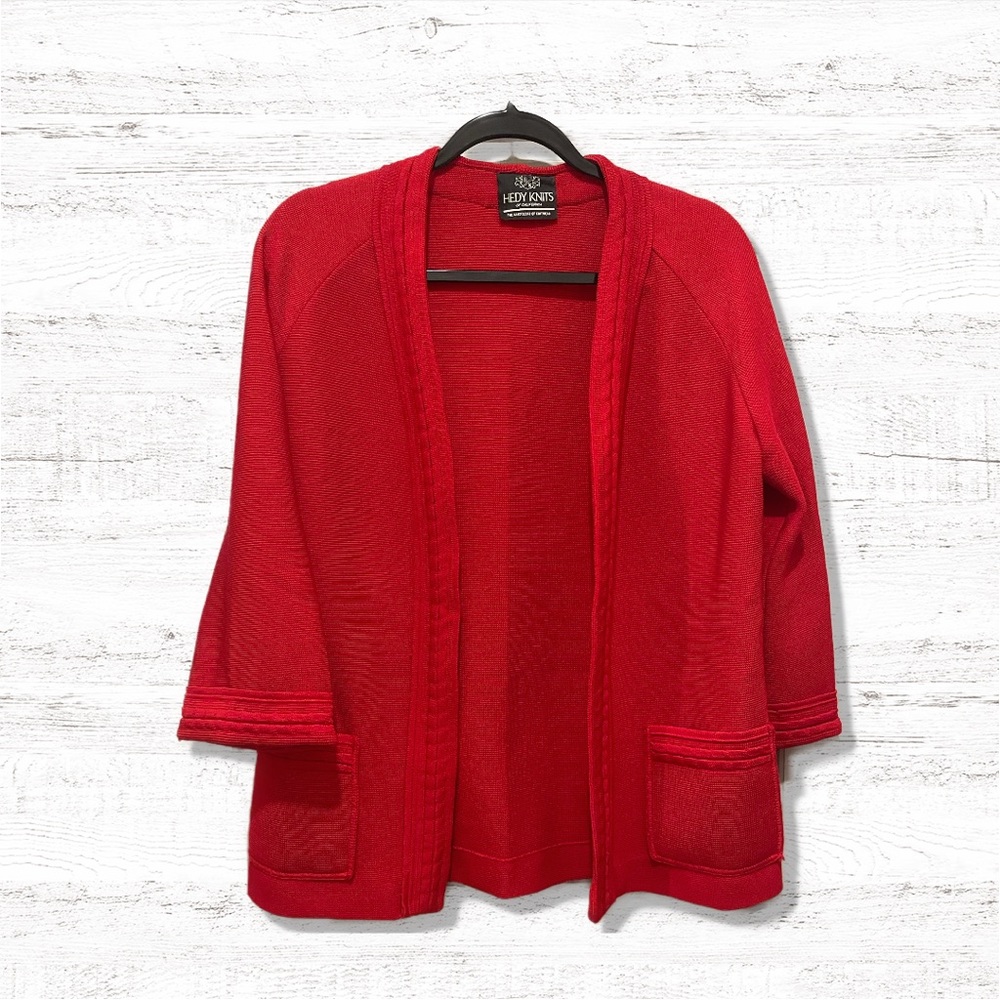 Hedy Knits of California Vintage Size Large Orange Cardigan